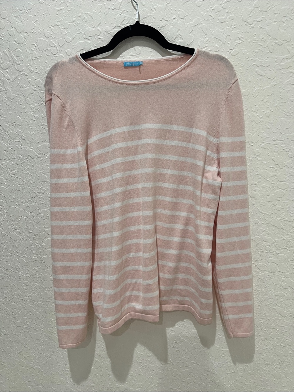 J. McLaughlin Pink and White Striped Long-Sleeve Top